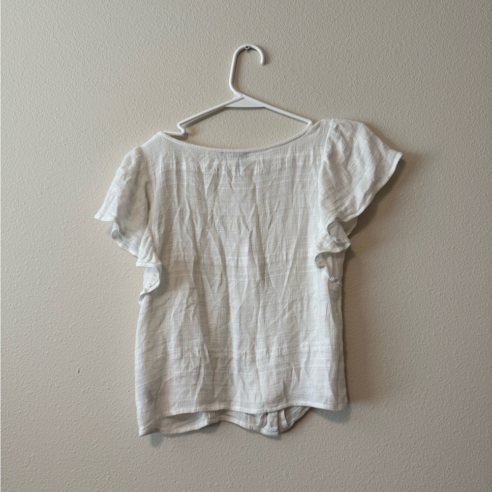 American Eagle Outfitters Cream Button-Front Blouse - Picture 3 of 3